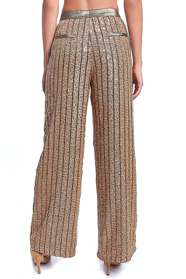 Gold Sequins Embroidered Straight Pants by Rocky Star at Pernia's Pop Up Shop