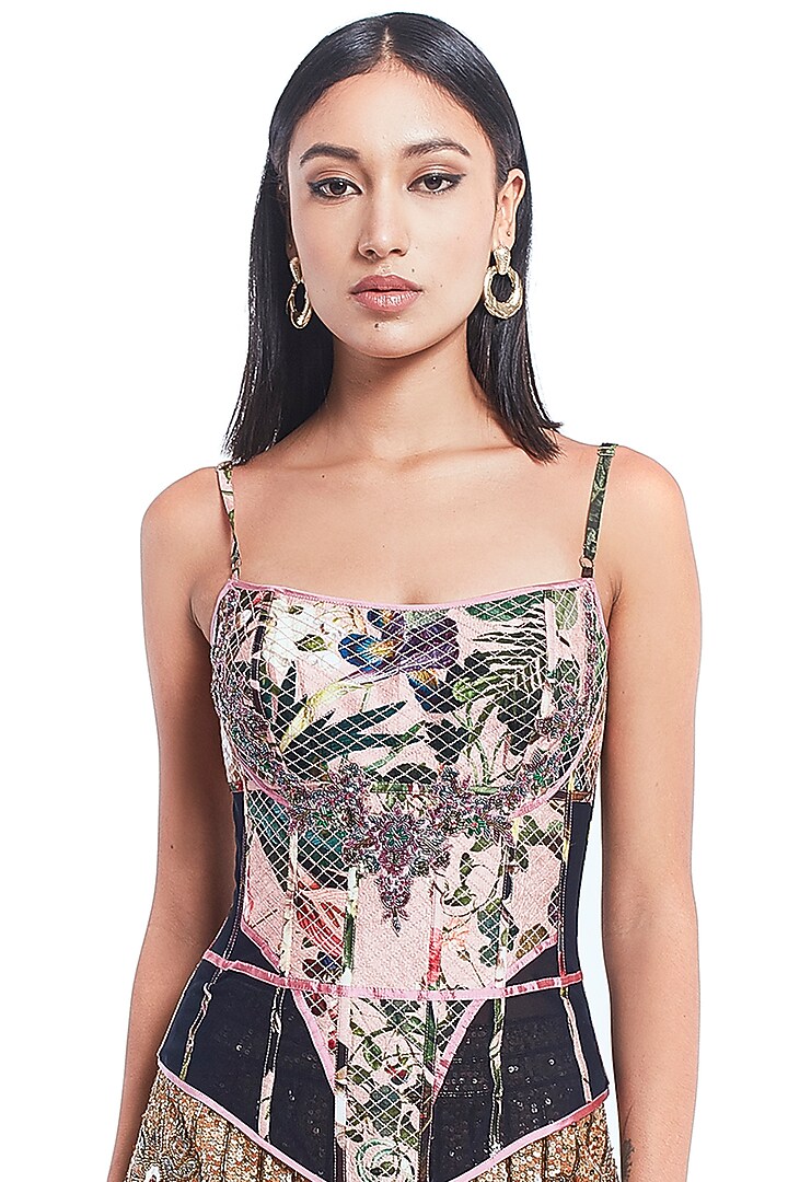 Multi-Colored Floral Printed Corset by Rocky Star at Pernia's Pop Up Shop