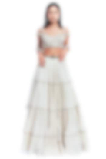 Ivory Embroidered Lehenga Set by Rocky Star