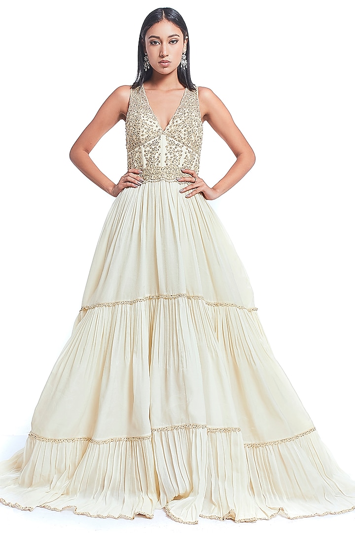 Ivory Embroidered Gown by Rocky Star