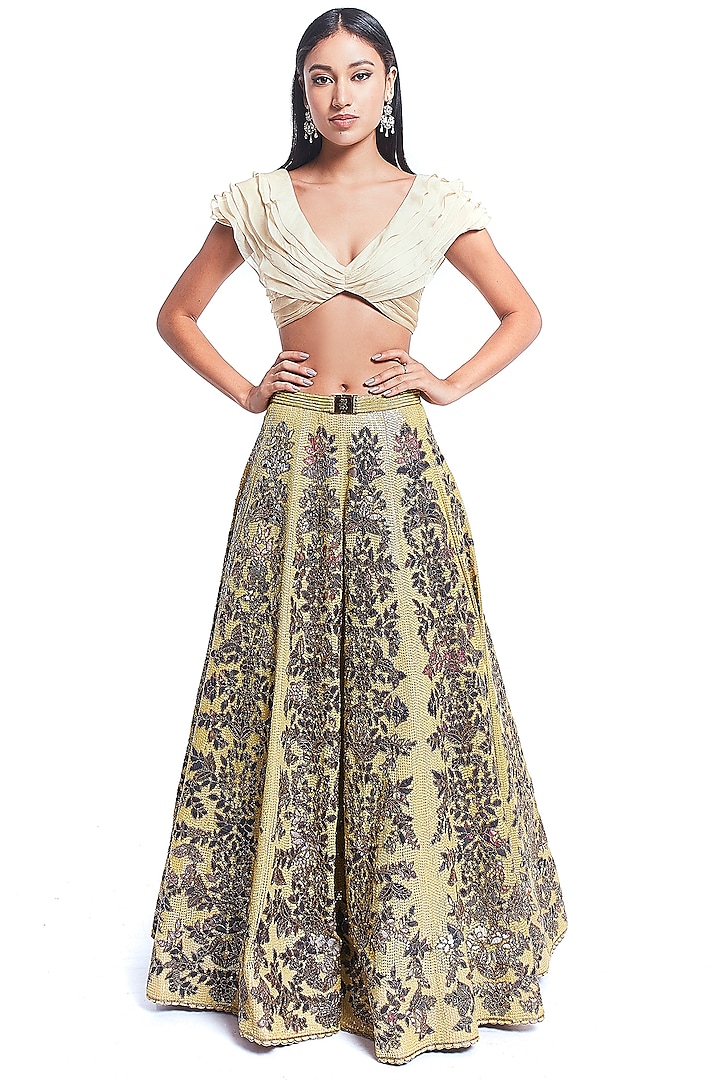 Multi-Coloured Embroidered Lehenga Set by Rocky Star