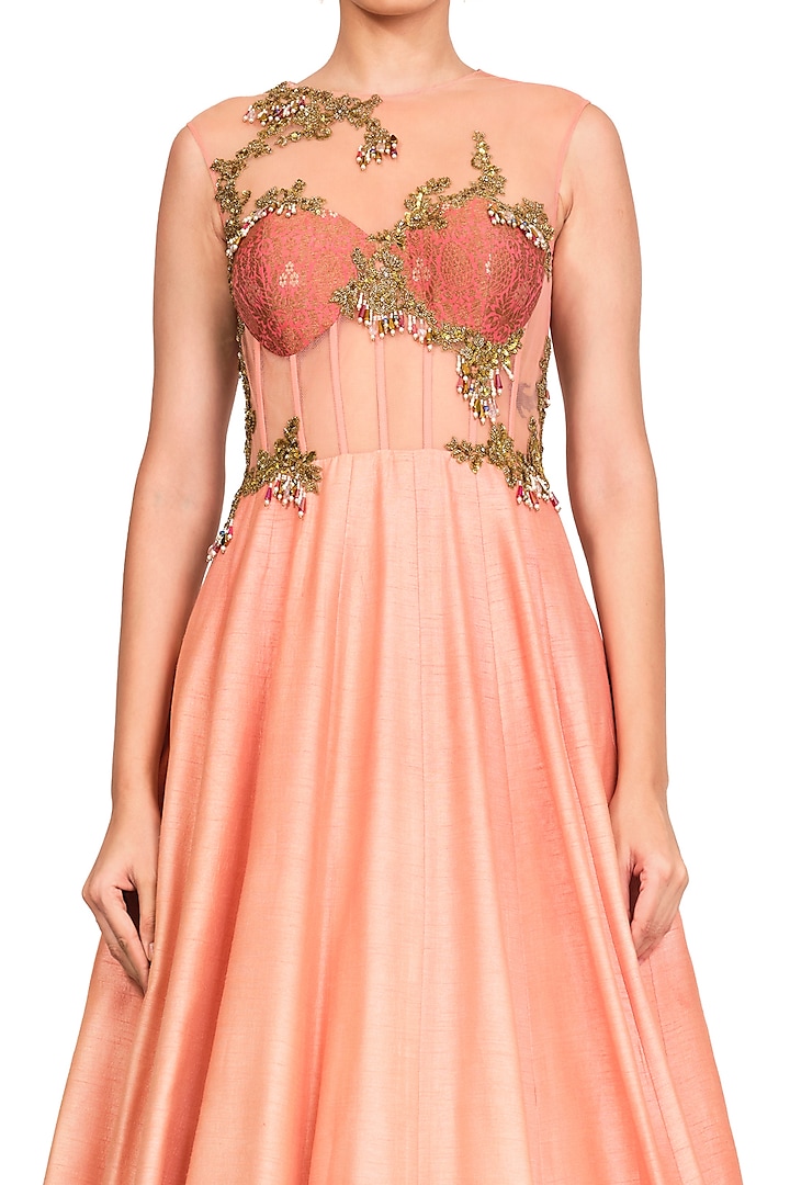 Peach Embroidered Gown by Rocky Star at Pernia's Pop Up Shop