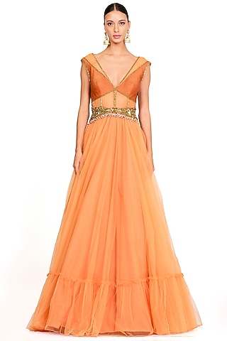 Orange Tulle Gown by rocky star