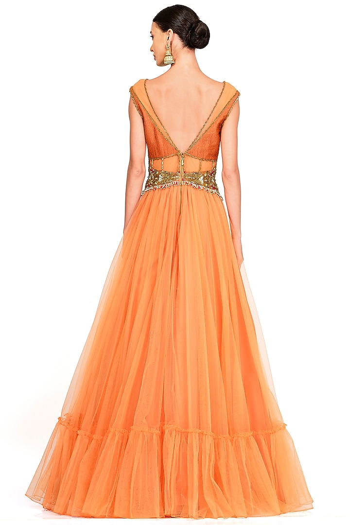 Orange Tulle Gown by Rocky Star at Pernia's Pop Up Shop