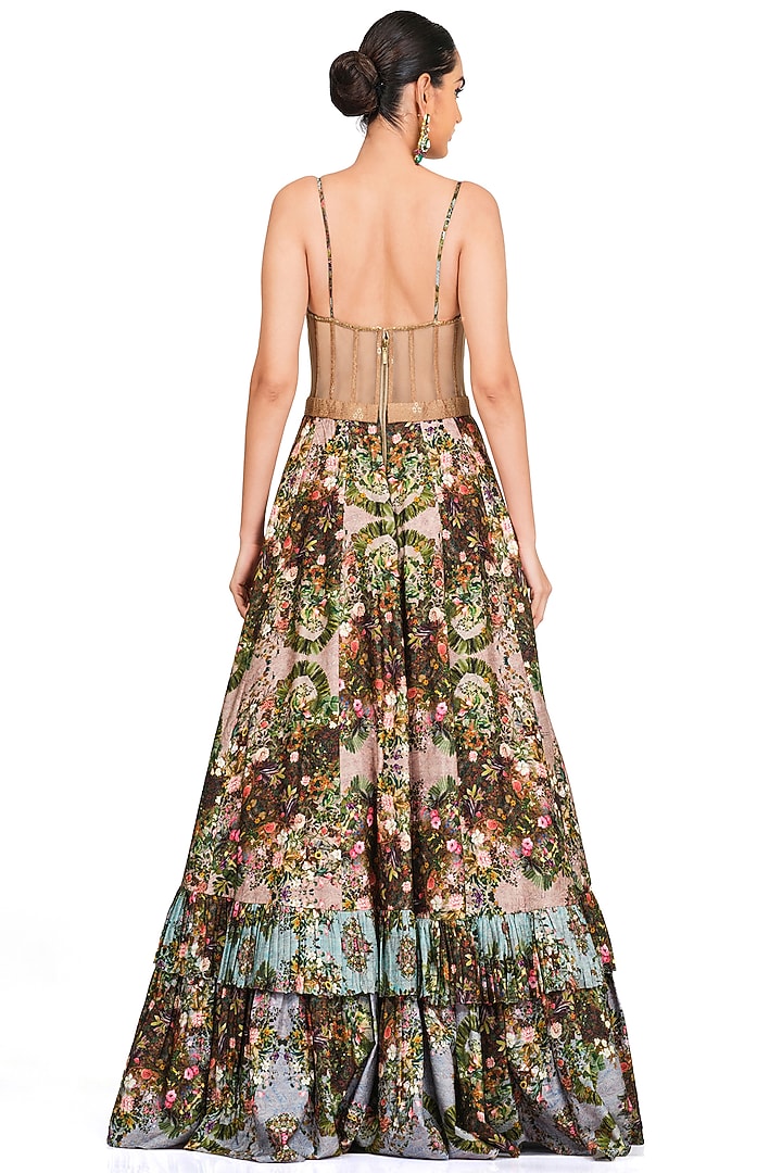 Multi-Coloured Printed Corset Gown by Rocky Star at Pernia's Pop Up Shop