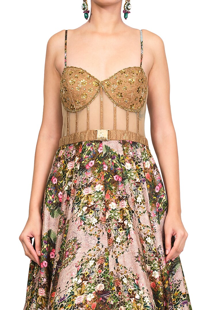 Multi-Coloured Printed Corset Gown by Rocky Star at Pernia's Pop Up Shop