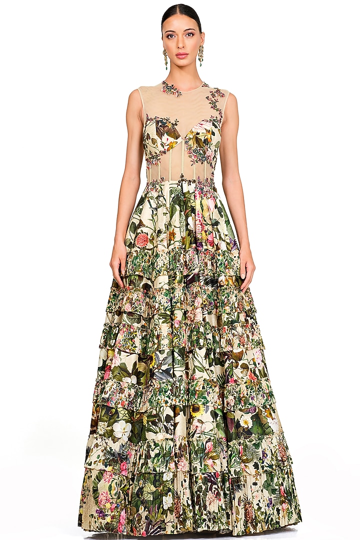 Multi-Coloured Floral Printed Gown by Rocky Star at Pernia's Pop Up Shop