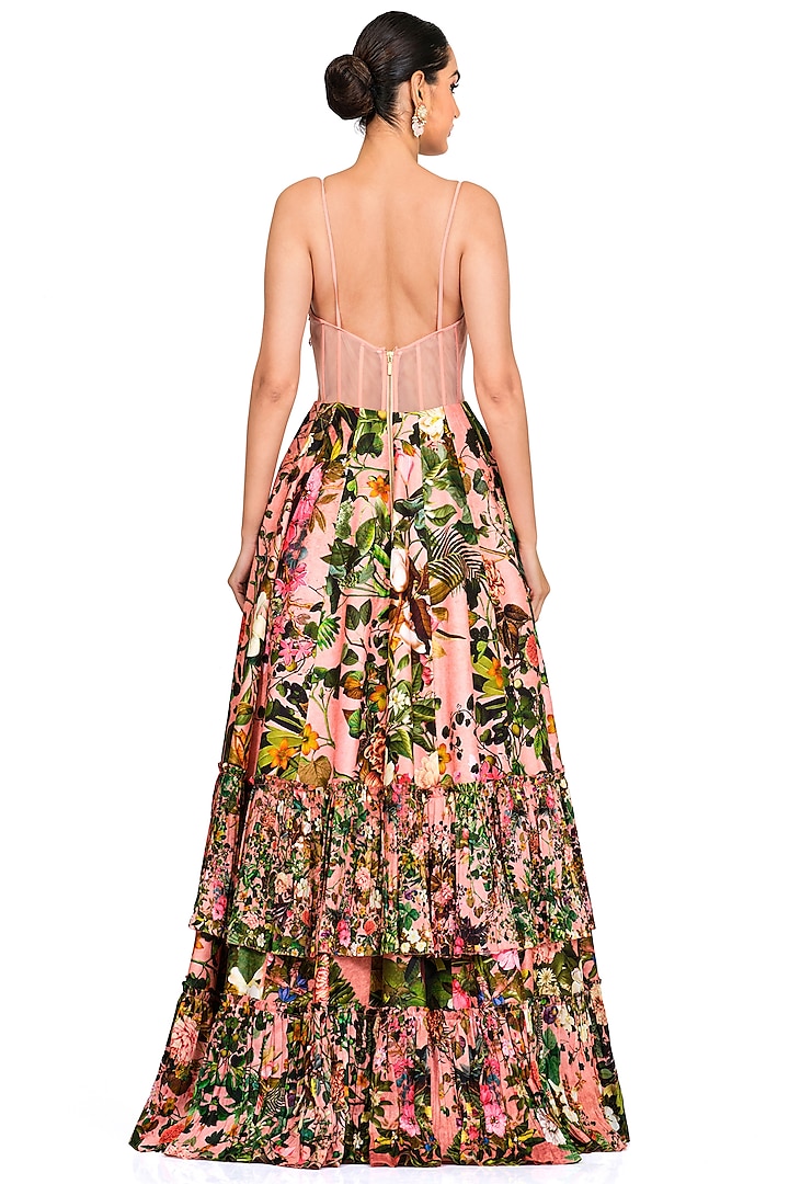 Pink Printed Corset Gown by Rocky Star at Pernia's Pop Up Shop