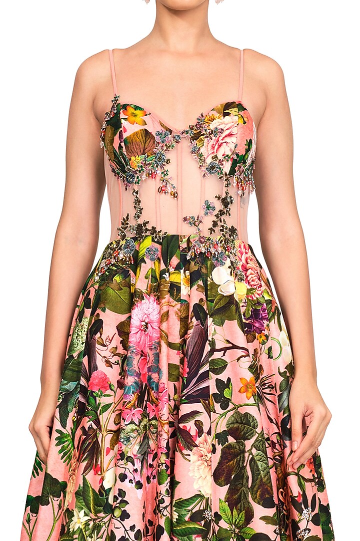 Pink Printed Corset Gown by Rocky Star at Pernia's Pop Up Shop