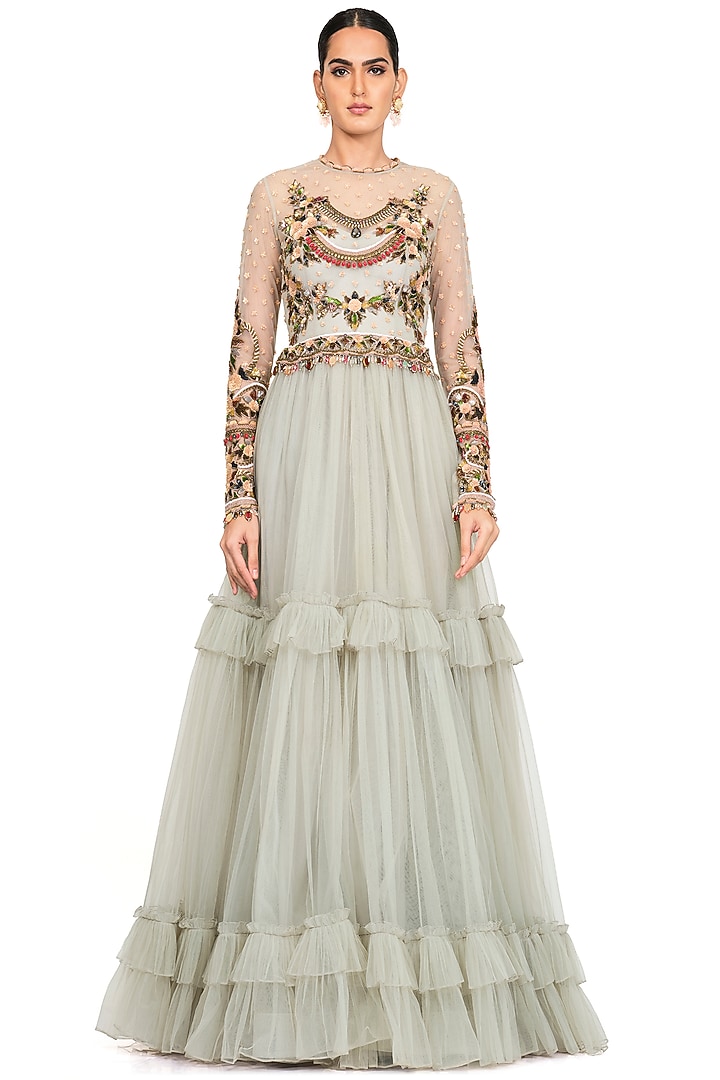 Powder Blue Embroidered Gown by Rocky Star at Pernia's Pop Up Shop