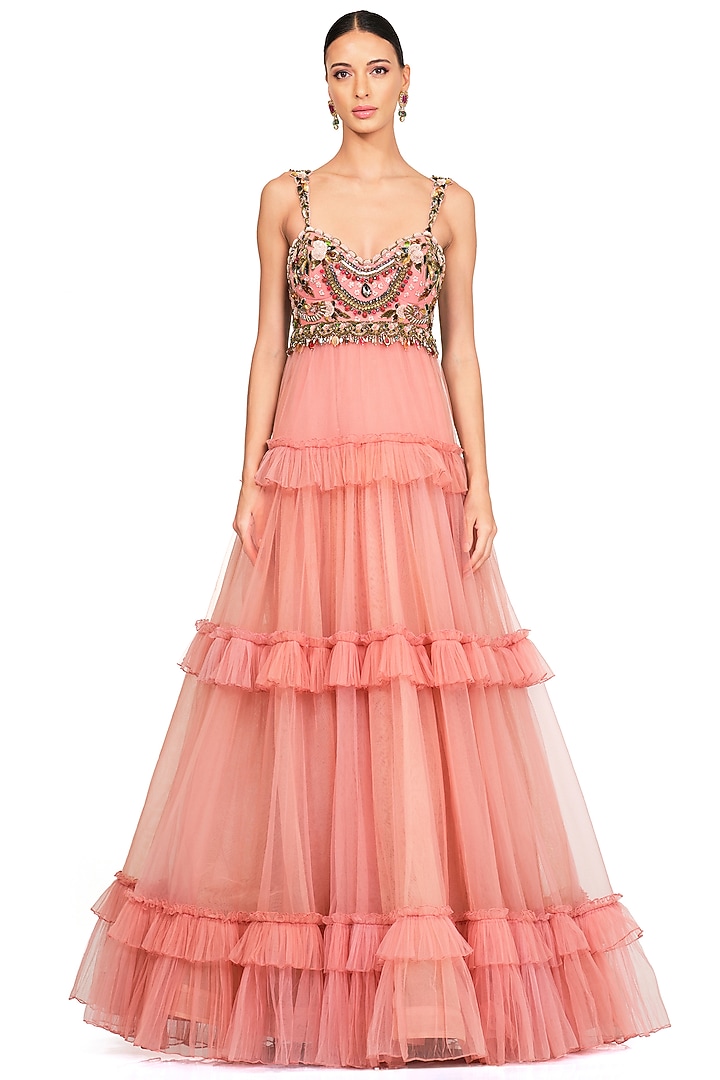 Pink Tulle Embroidered Gown by Rocky Star at Pernia's Pop Up Shop
