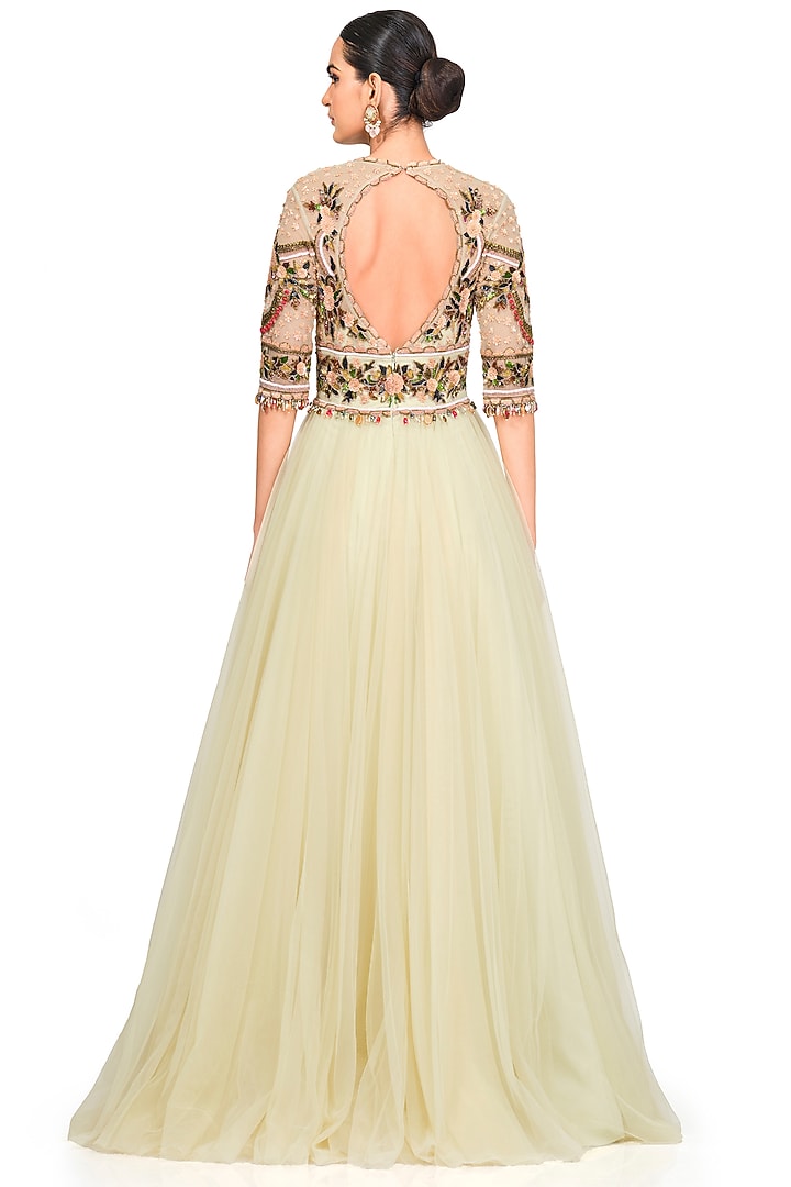 Light Lemon Embroidered Gown by Rocky Star at Pernia's Pop Up Shop