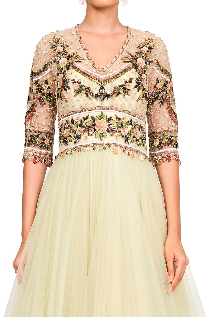 Light Lemon Embroidered Gown by Rocky Star at Pernia's Pop Up Shop