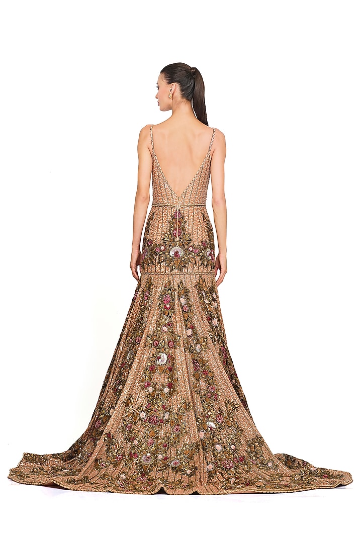 Multi-Coloured Net Embroidered Gown by Rocky Star at Pernia's Pop Up Shop