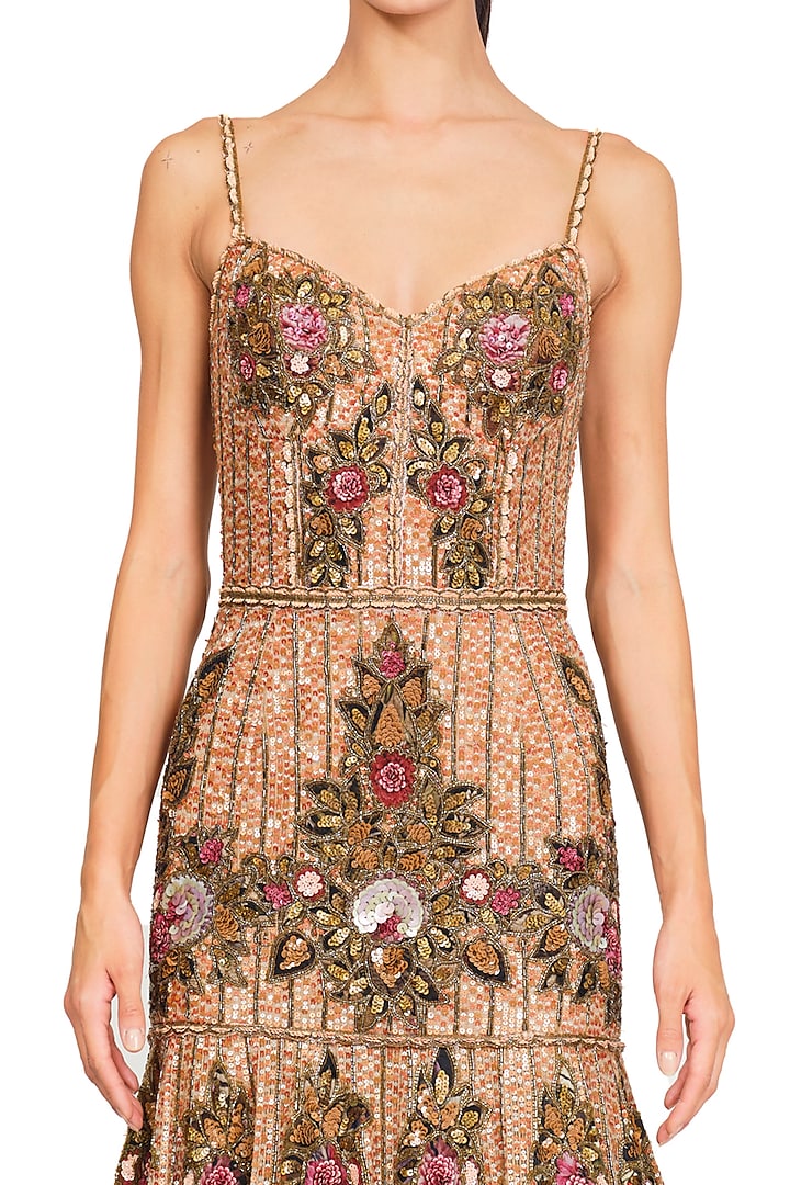 Multi-Coloured Net Embroidered Gown by Rocky Star at Pernia's Pop Up Shop