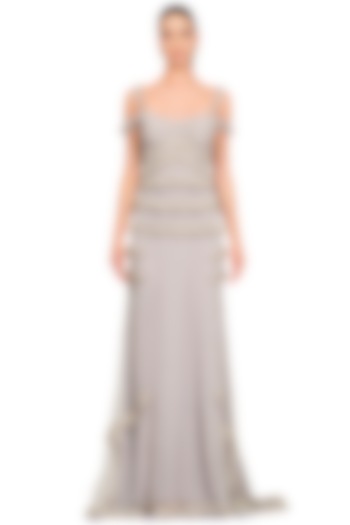 Light Lilac Net Embroidered Gown by Rocky Star