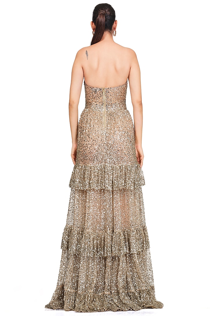Silver Embroidered Tube Gown by Rocky Star at Pernia's Pop Up Shop