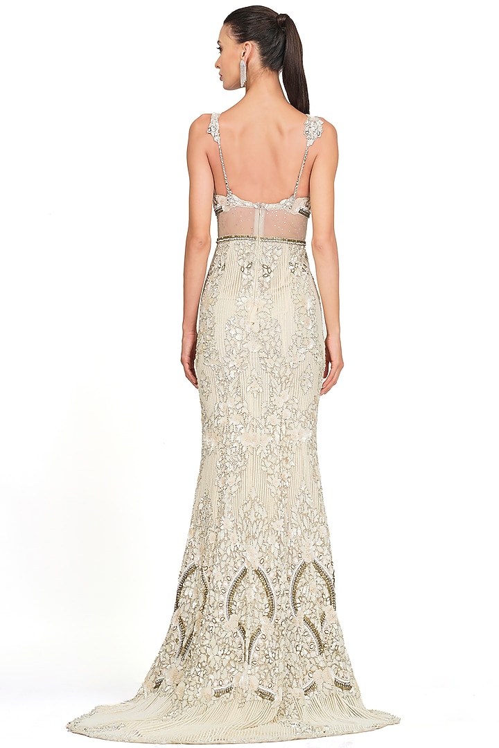 Ivory Sequins Embroidered Gown by Rocky Star at Pernia's Pop Up Shop