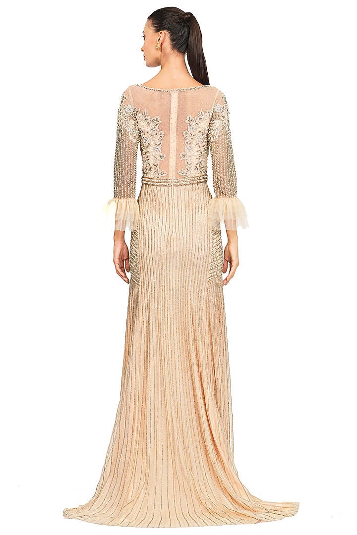 Ivory Hand Embroidered Gown by Rocky Star at Pernia's Pop Up Shop