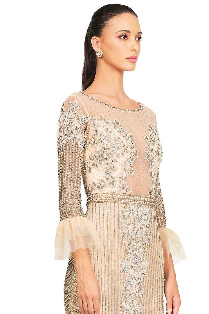 Ivory Hand Embroidered Gown by Rocky Star at Pernia's Pop Up Shop