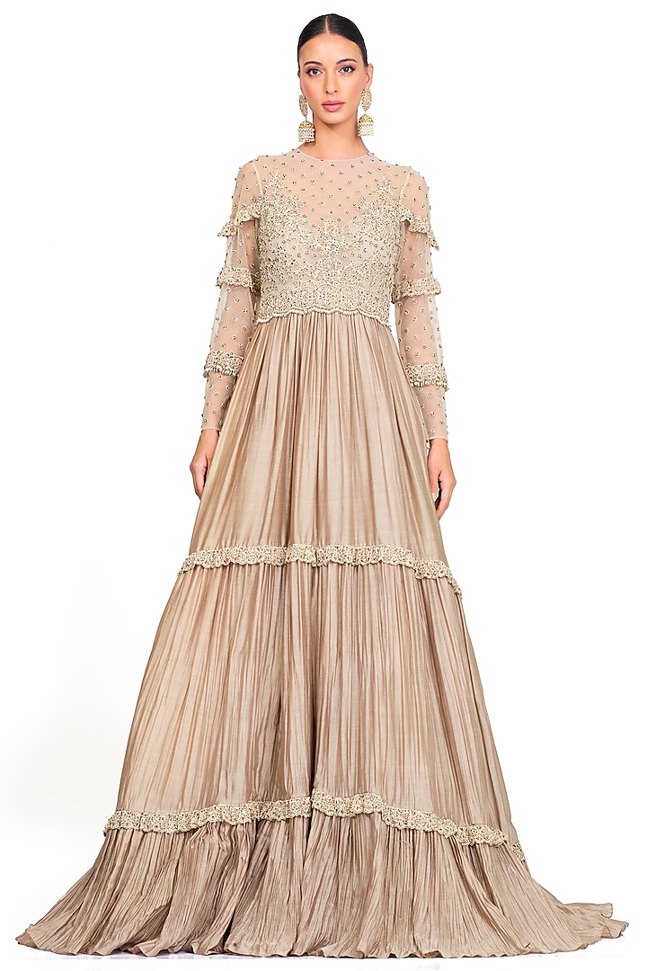 Taupe Net Gown by Rocky Star