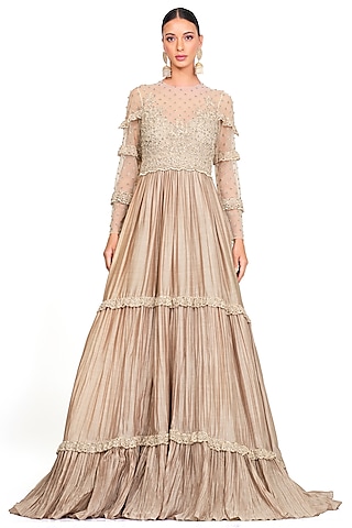 Taupe Net Gown by Rocky Star