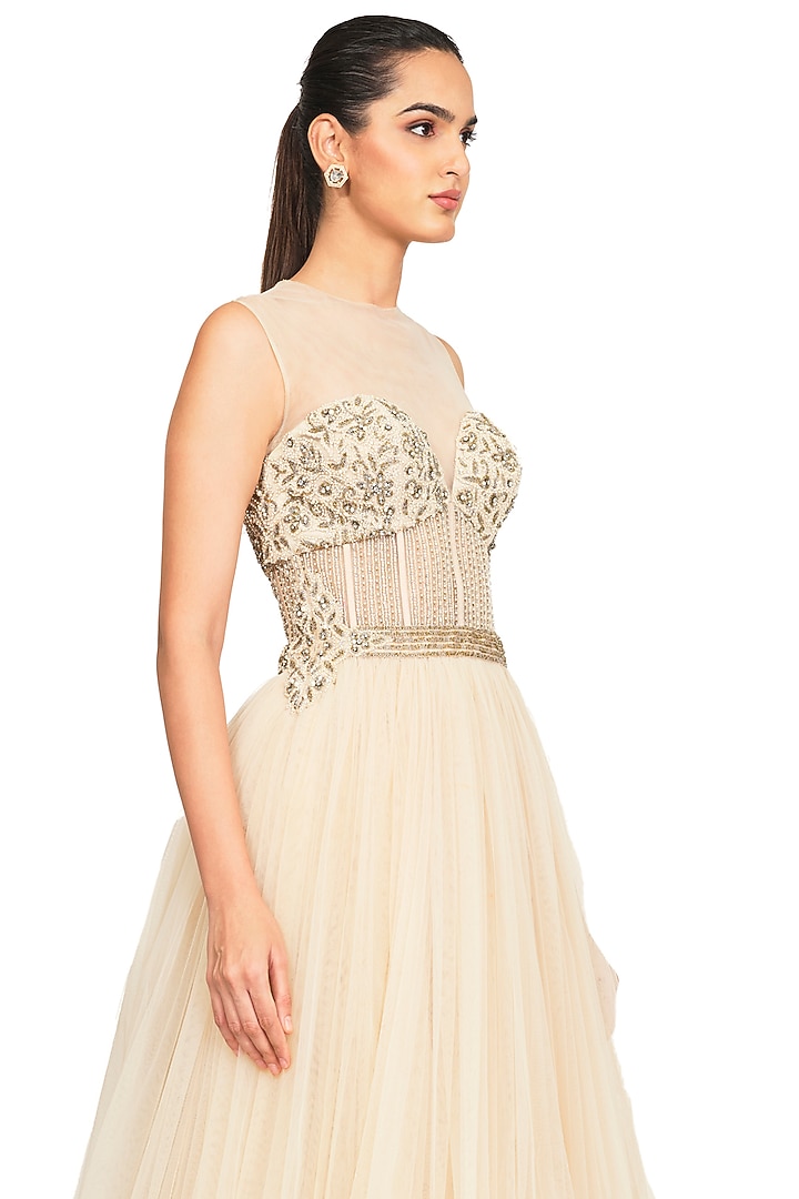 Ivory Gown With Embroidery by Rocky Star at Pernia's Pop Up Shop