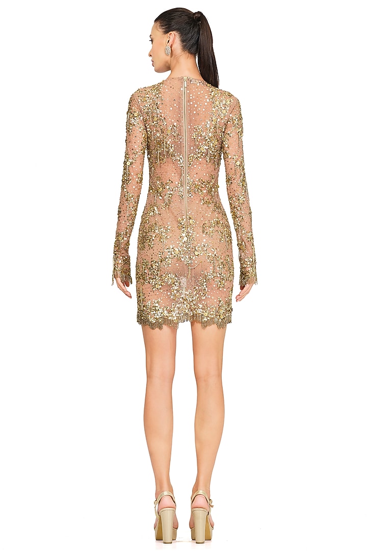 Gold Sequins Embroidered Party Wear Dress by Rocky Star at Pernia's Pop Up Shop