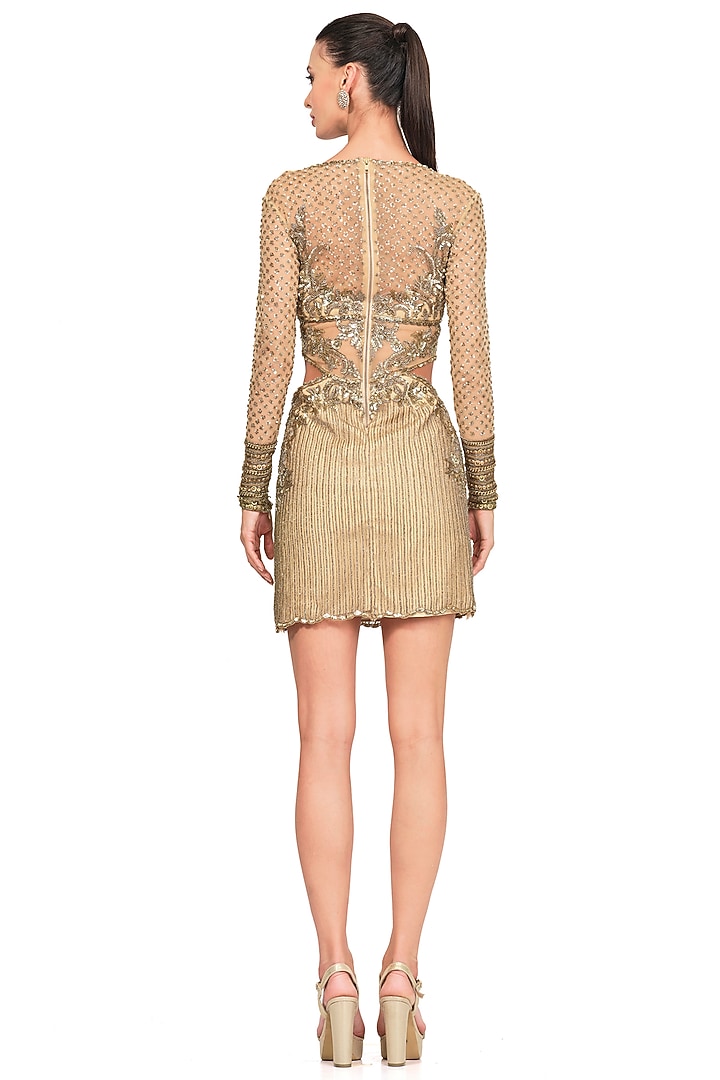 Gold Party Wear Dress With Embroidery by Rocky Star at Pernia's Pop Up Shop