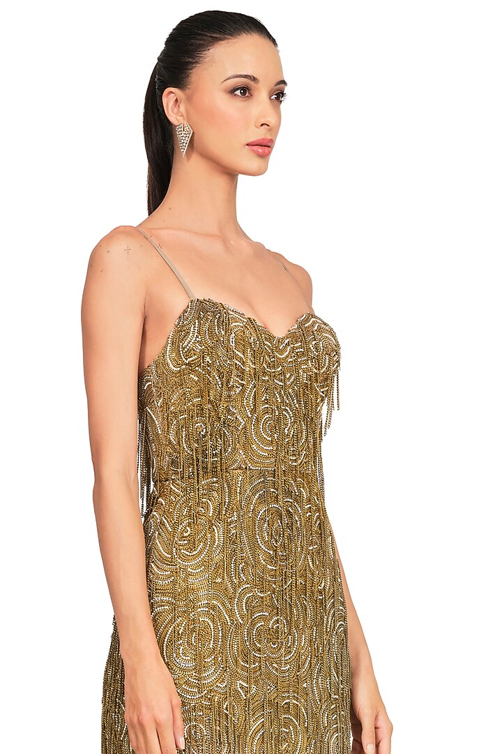 gold mini party dress Elegant gold dress satin – Zayna Dresses main image 0