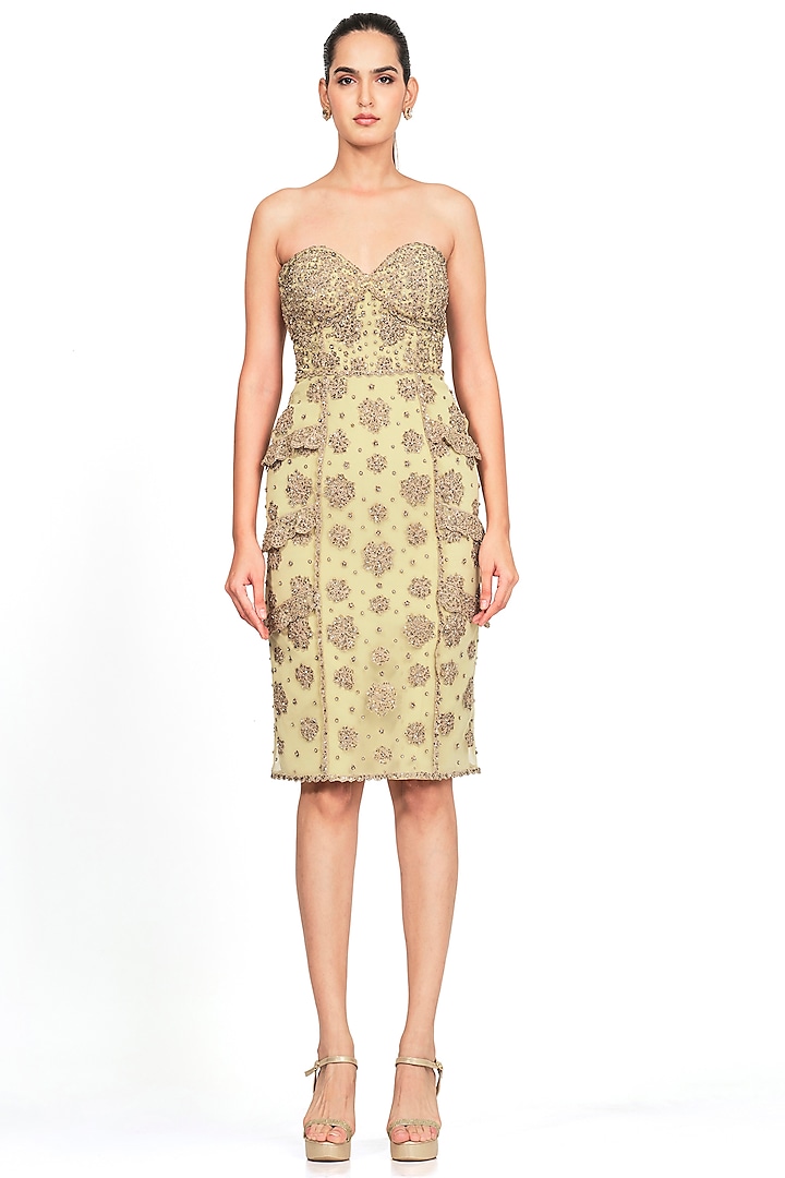 Pistachio Embroidered Dress by Rocky Star