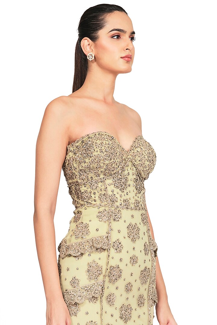 Pistachio Embroidered Party Wear Dress by Rocky Star at Pernia's Pop Up Shop