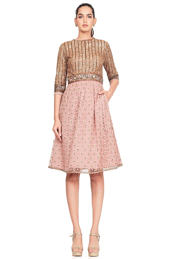 Multi-Colored Hand Embroidered Party Wear Dress by Rocky Star at Pernia's Pop Up Shop