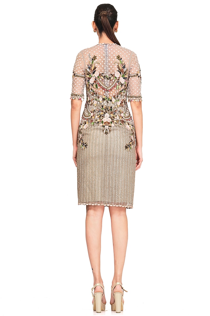 Light Pistachio Embroidered Party Wear Dress by Rocky Star at Pernia's Pop Up Shop