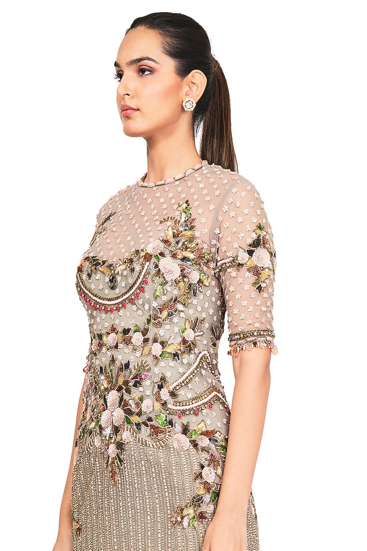 Light Pistachio Embroidered Party Wear Dress by Rocky Star at Pernia's Pop Up Shop