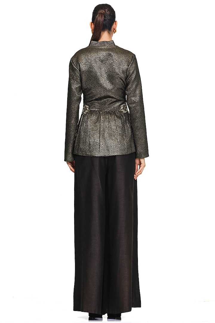 Black & Gold Embroidered Jacket Set by Rocky Star at Pernia's Pop Up Shop