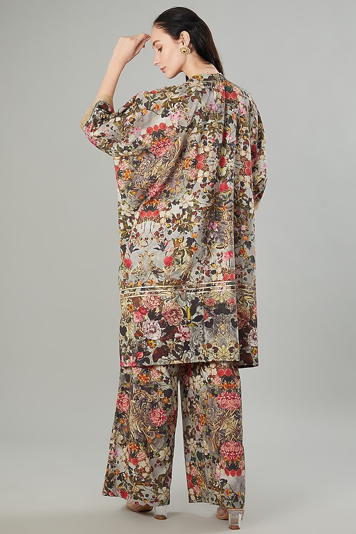 Multi-Colored Mulmul Floral Printed Tunic Set by Rocky Star at Pernia's Pop Up Shop