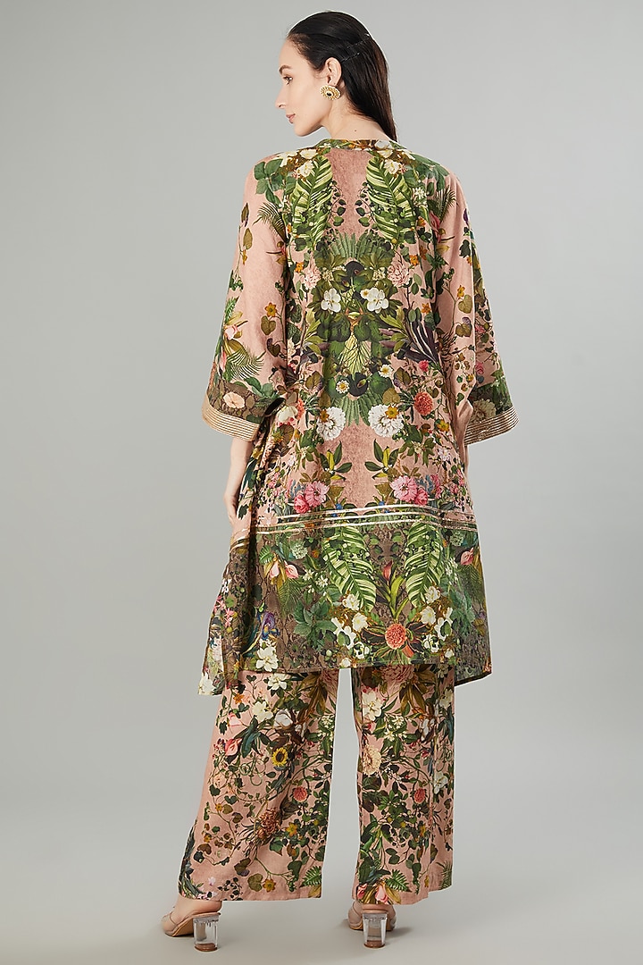 Multi-Colored Mulmul Floral Printed Tunic Set by Rocky Star at Pernia's Pop Up Shop