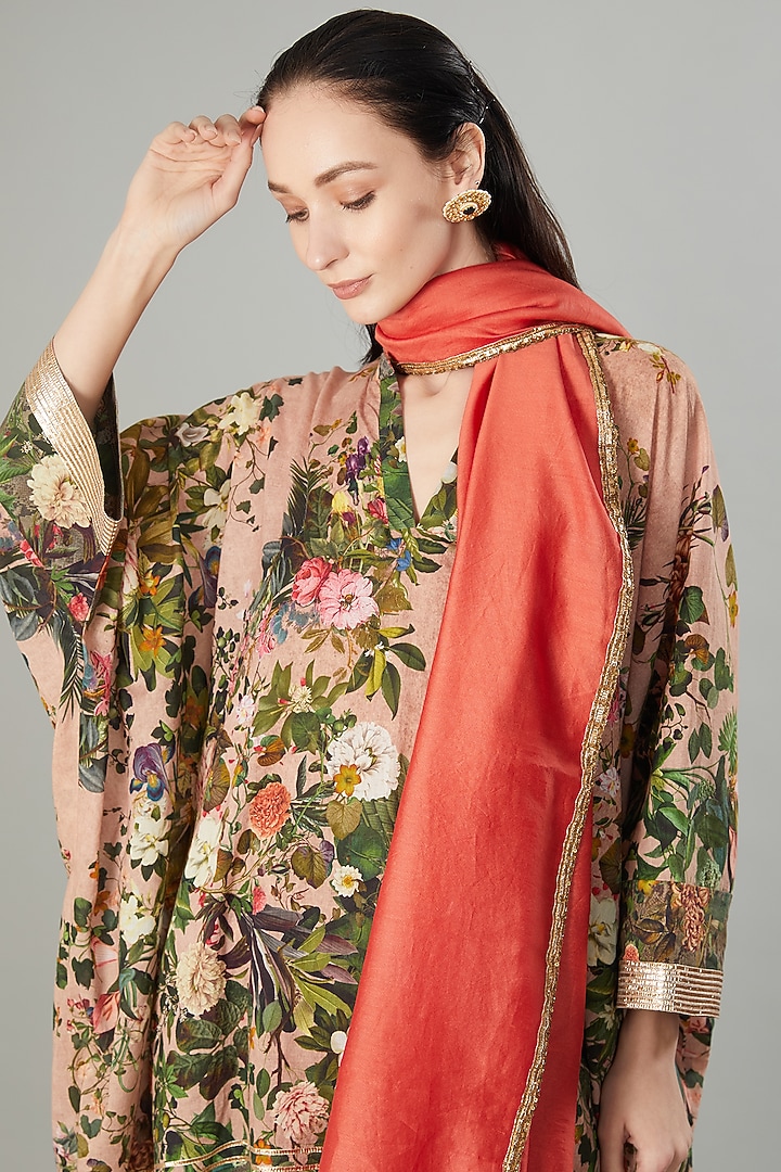Multi-Colored Mulmul Floral Printed Tunic Set by Rocky Star at Pernia's Pop Up Shop