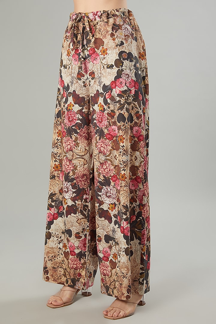 Multi-Colored Mulmul Floral Printed & Embroidered Tunic Set by Rocky Star at Pernia's Pop Up Shop