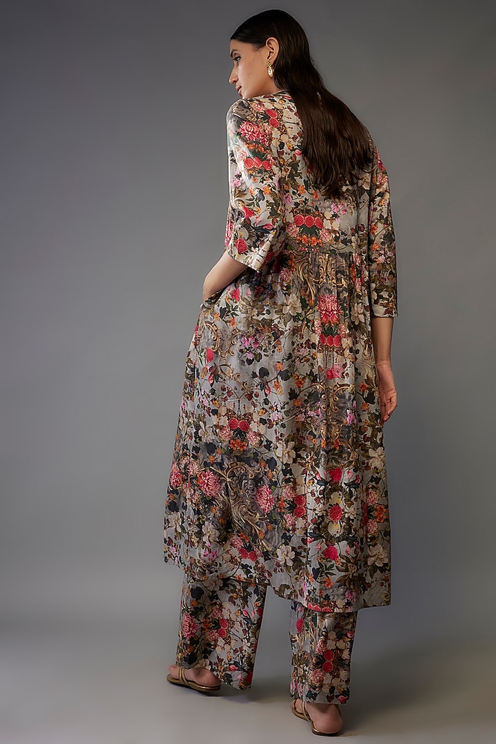 Multi-Colored Mulmul Floral Printed Tunic Set by Rocky Star at Pernia's Pop Up Shop