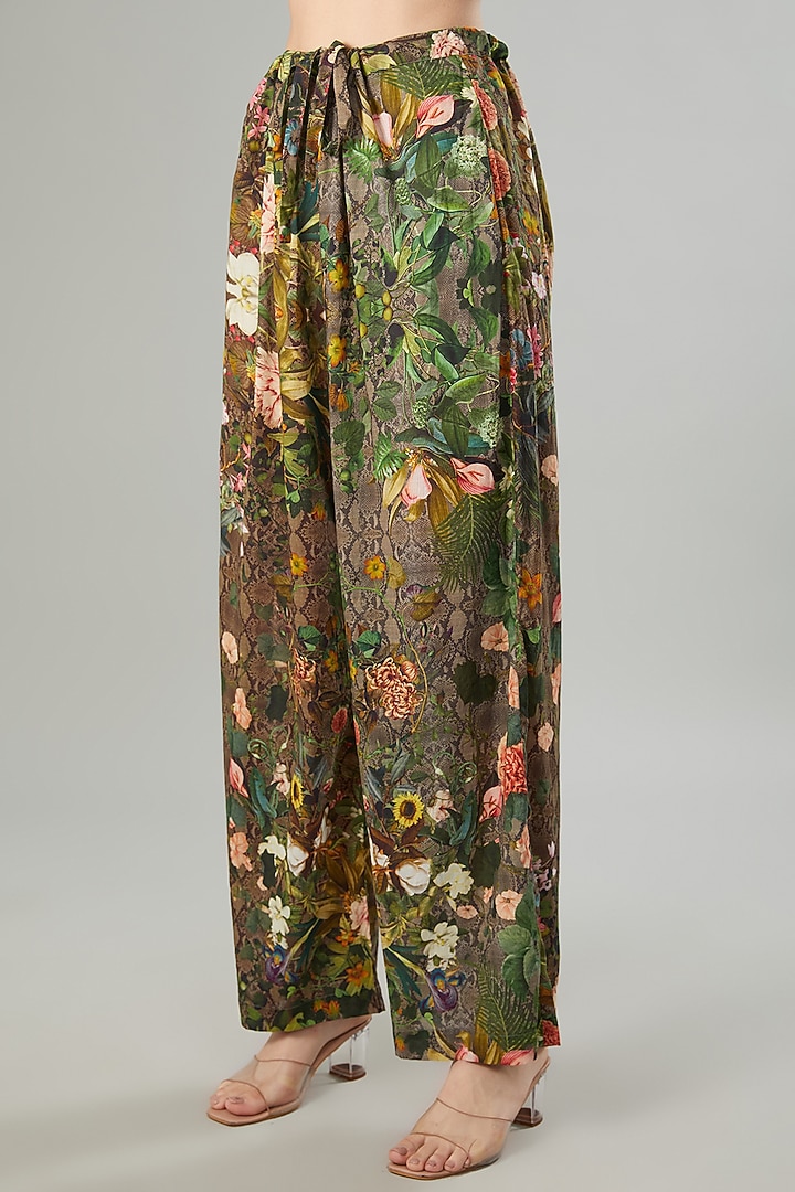 Multi-Colored Mulmul Floral Printed & Embroidered Tunic Set by Rocky Star at Pernia's Pop Up Shop