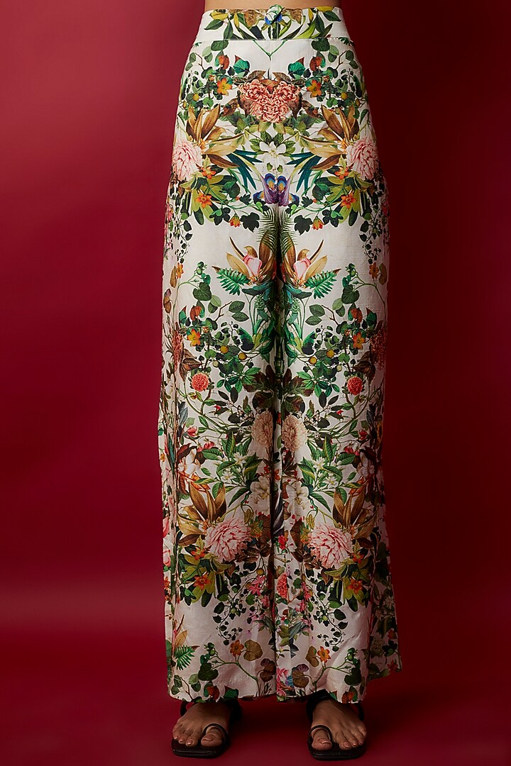 Lemon Raw Silk Botanical Printed Tunic Set by Rocky Star at Pernia's Pop Up Shop