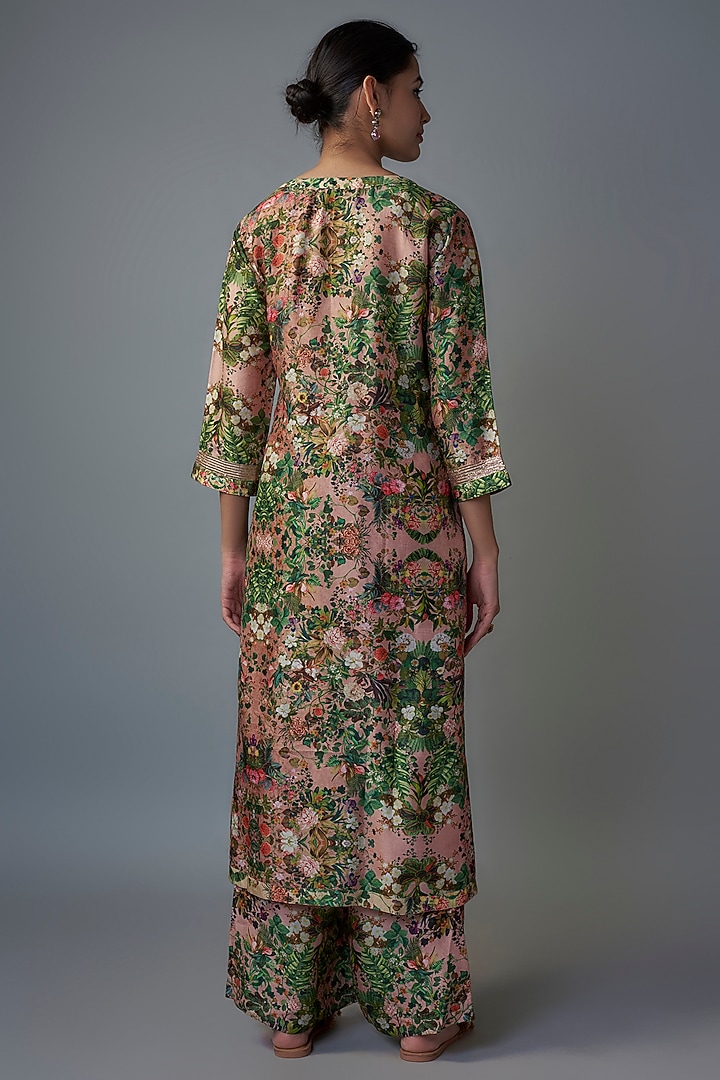 Pink Raw Silk Printed Tunic Set by Rocky Star at Pernia's Pop Up Shop