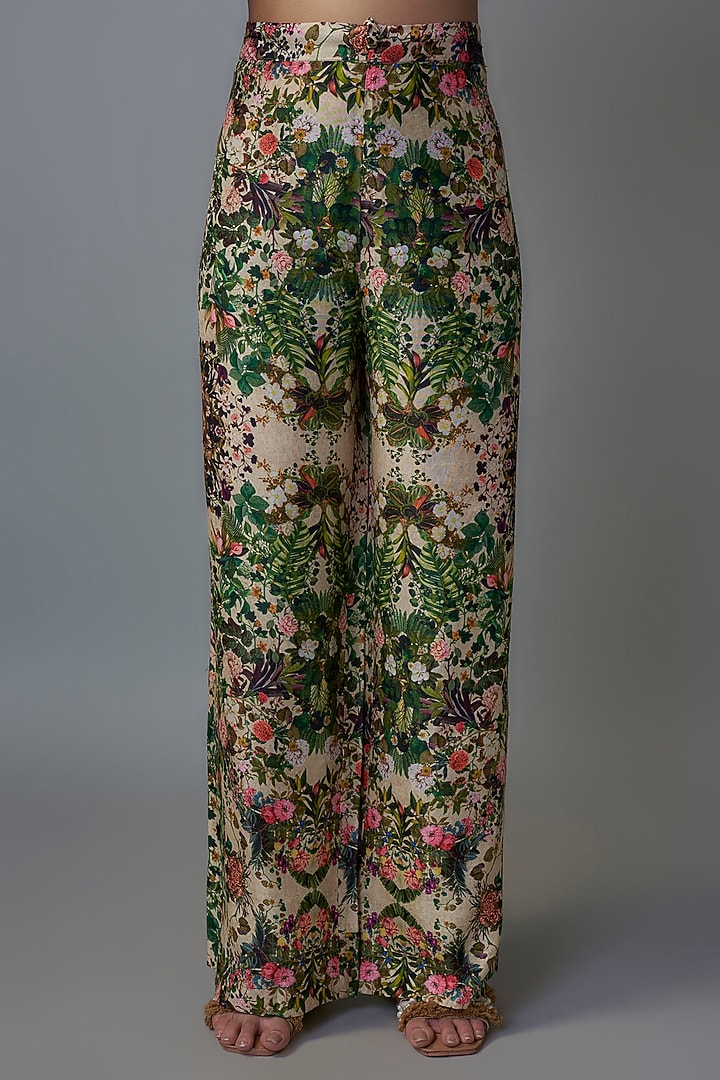Beige Raw Silk Printed Tunic Set by Rocky Star at Pernia's Pop Up Shop
