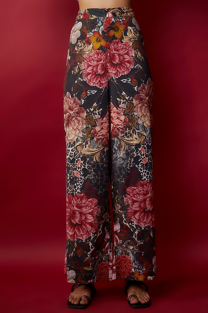 Multi-Colored Mulmul Botanical Printed & Gota Work Tunic Set by Rocky Star at Pernia's Pop Up Shop