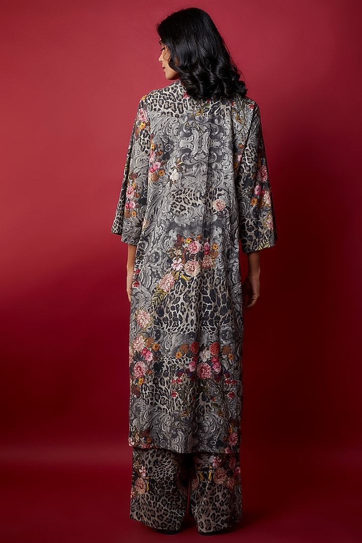 Multi-Colored Mulmul Botanical Printed & Gota Work Tunic Set by Rocky Star at Pernia's Pop Up Shop