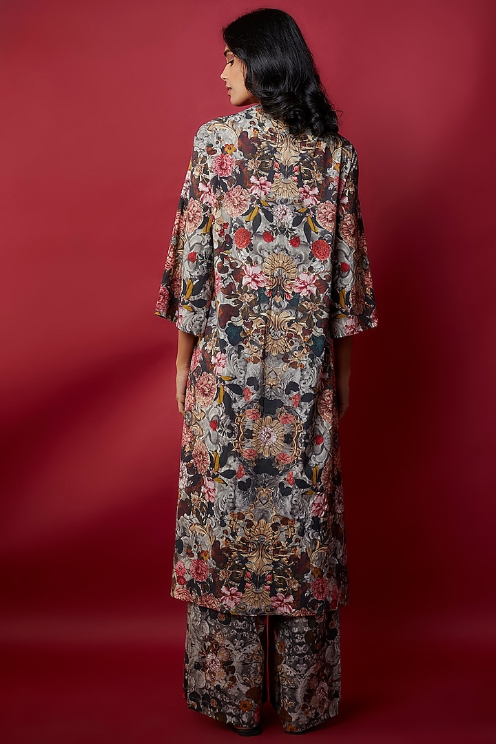 Multi-Colored Mulmul Botanical Printed & Gota Work Tunic Set by Rocky Star at Pernia's Pop Up Shop