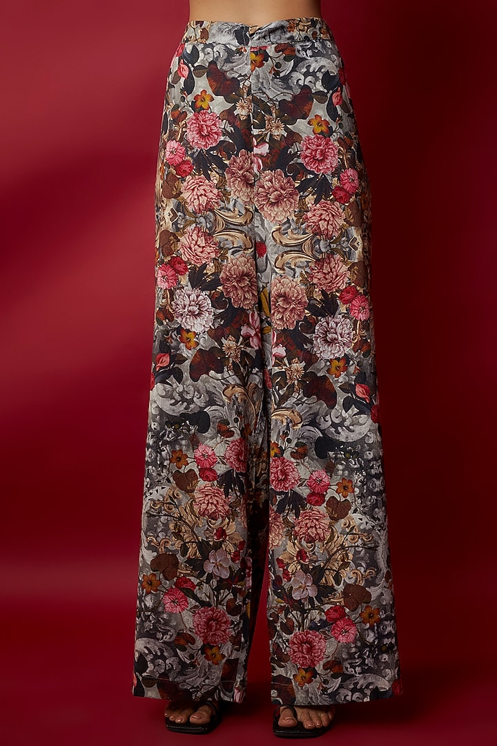 Multi-Colored Mulmul Botanical Printed & Gota Work Tunic Set by Rocky Star at Pernia's Pop Up Shop