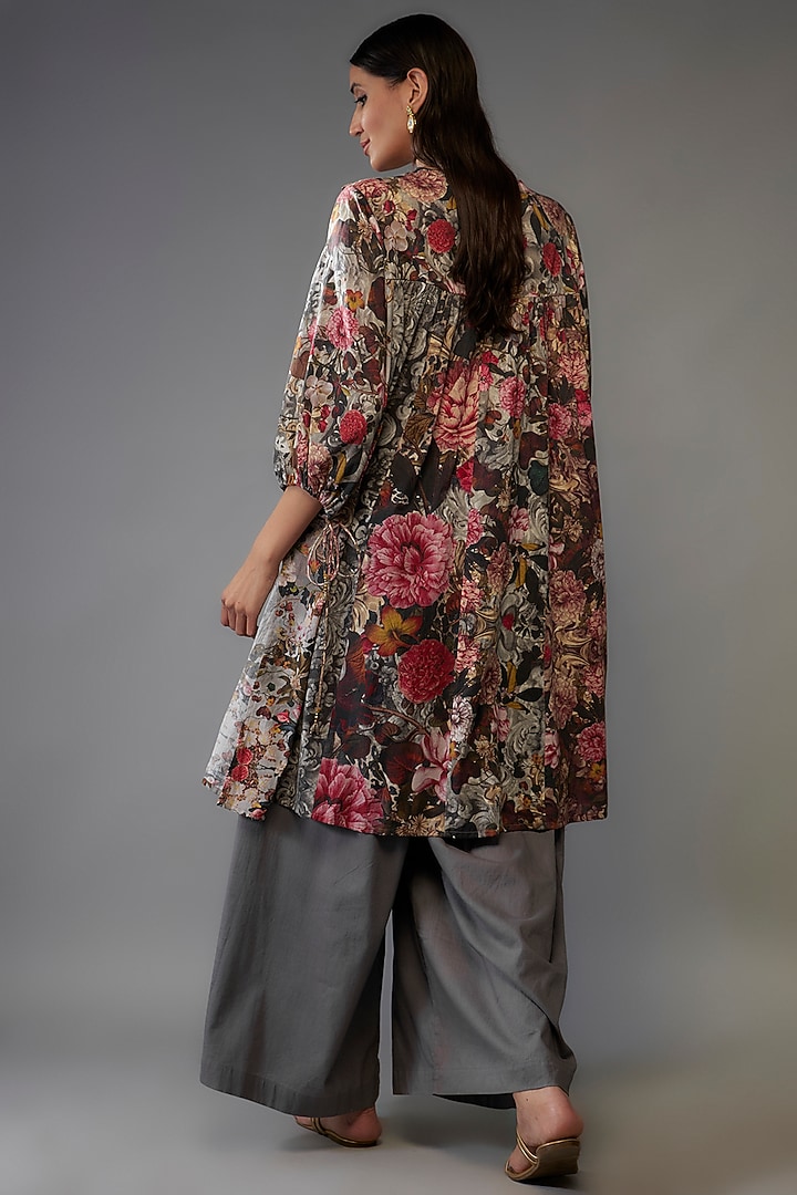 Multi-Colored Mulmul Floral Printed Tunic Set by Rocky Star at Pernia's Pop Up Shop
